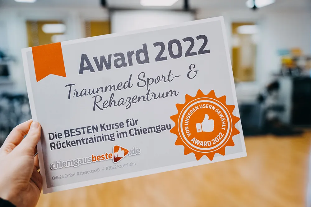 Die besten Kurse für Rückentraining in Chiemgau Award 2022 - Traunmed Sport- & Rehazentrum